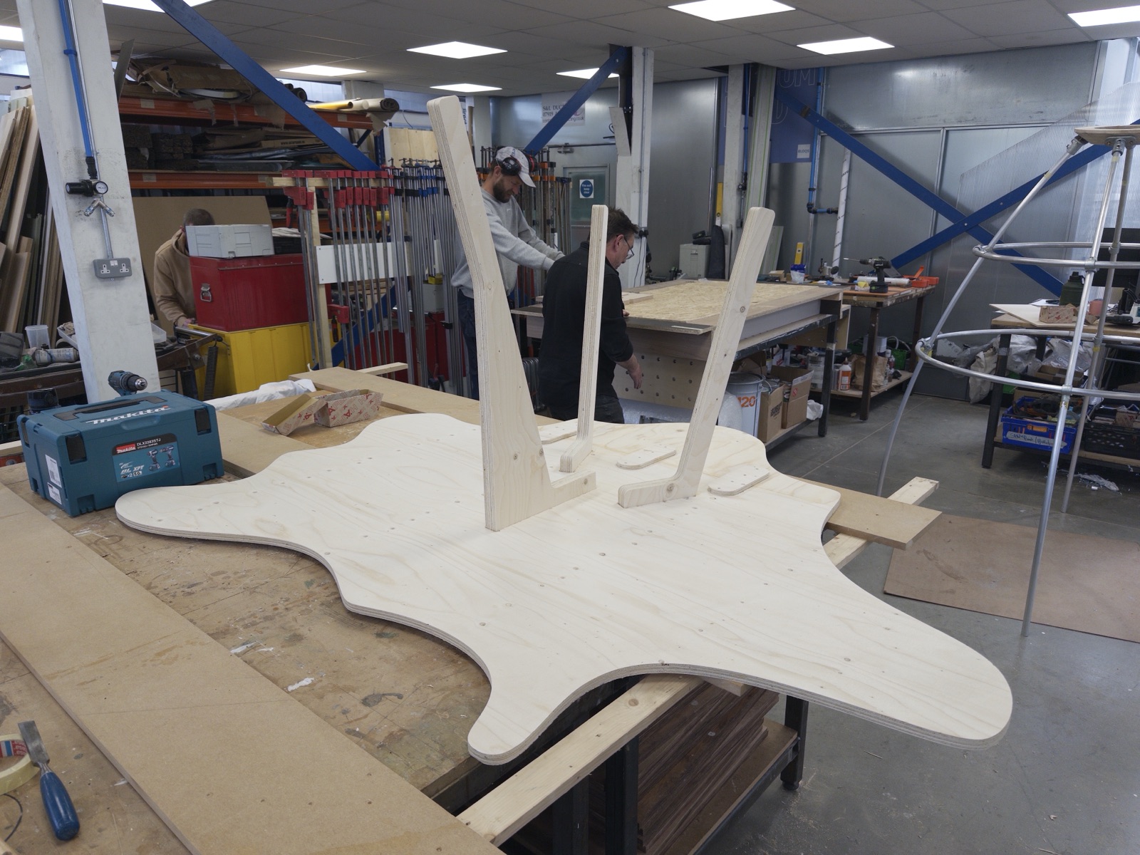 Plywood frame for an upholstered monster sculpture